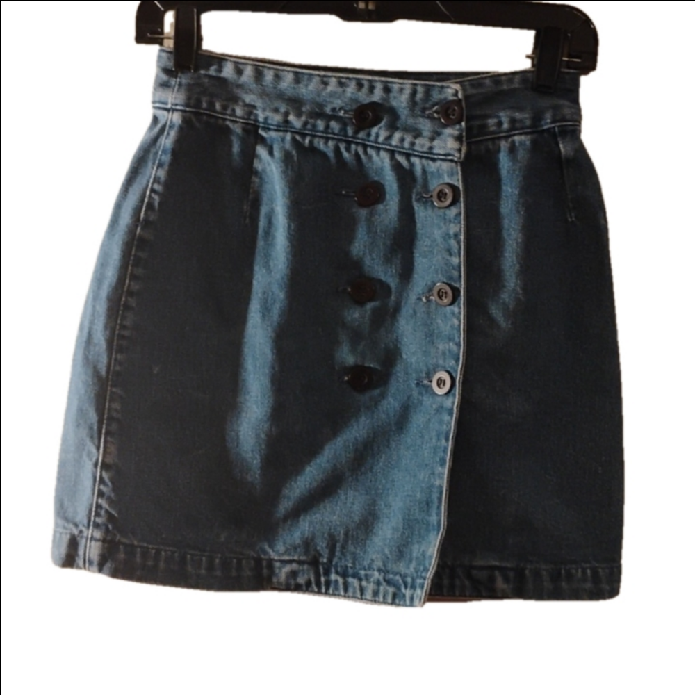 Retro style Action West denim mini shirt.Super cute for fall! Size approx 25.